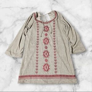 Aztec Western Size S Suede Dress Tunic Blouse Sweater Johnny Was Sty 3/4 Sleeves